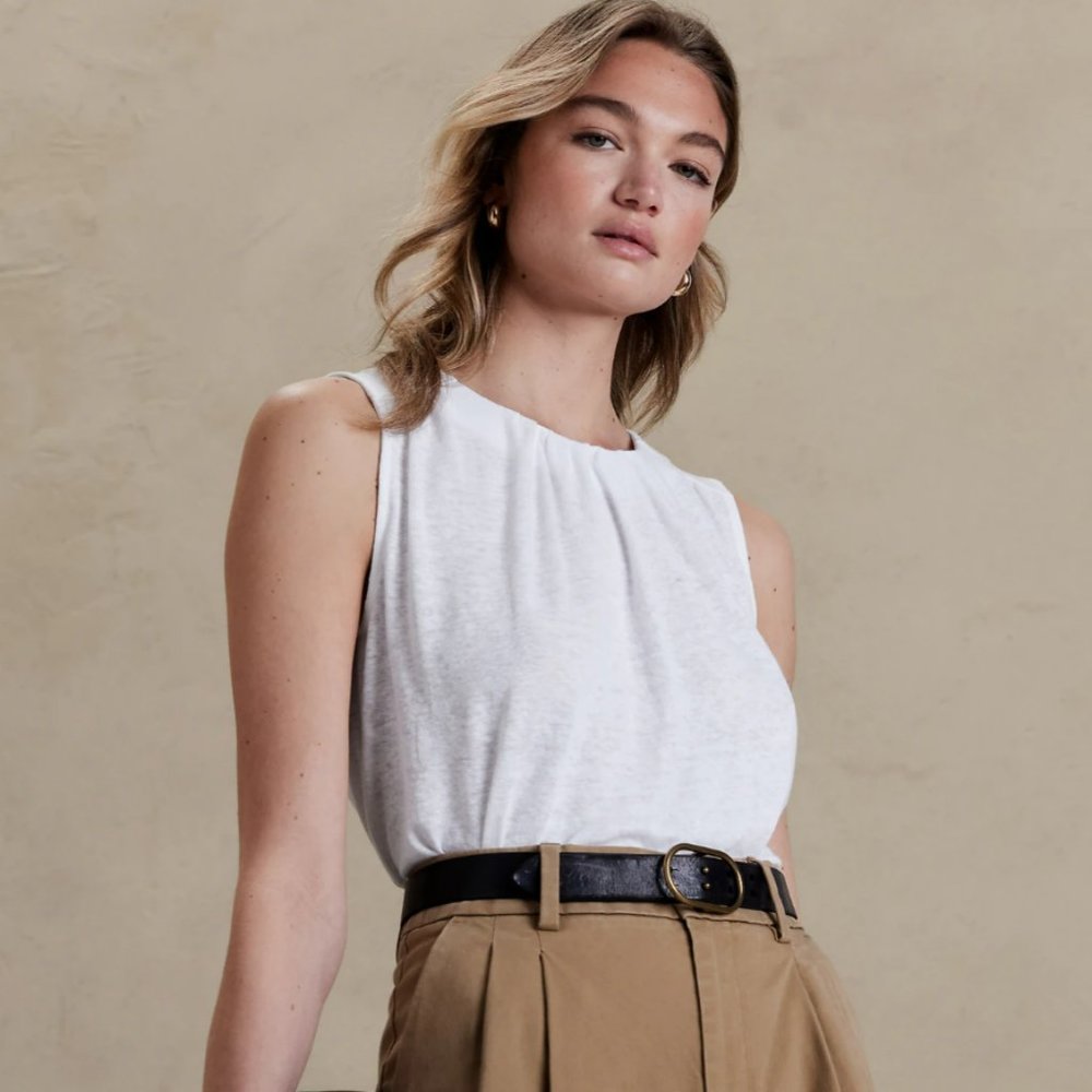 Three Banana Republic Factory Linen Cotton Blend Tanks - Size M